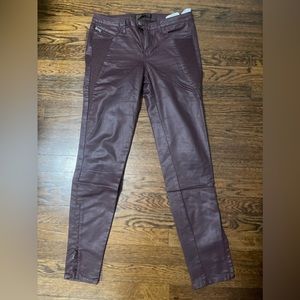 New Women’s Zara maroon mid rise vegan leather skinny pants
